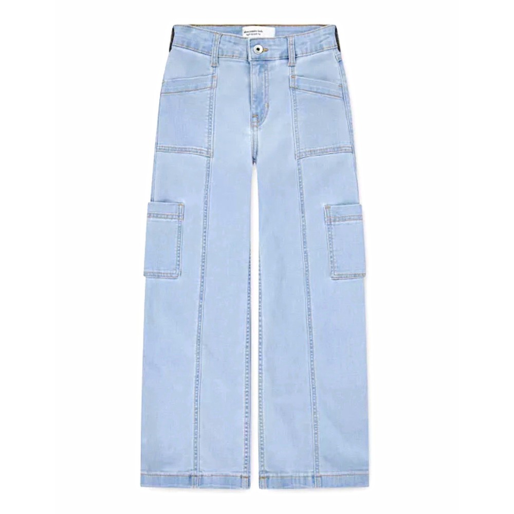 Abercrombie Kids Girls Light Wash High Rise Wide-Leg Jeans 11/12